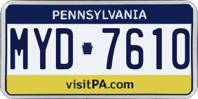 PA license plate MYD7610