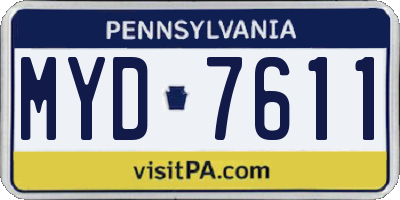 PA license plate MYD7611