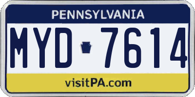 PA license plate MYD7614