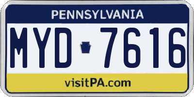 PA license plate MYD7616