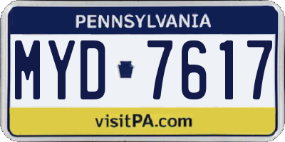 PA license plate MYD7617