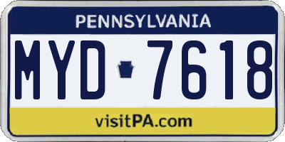 PA license plate MYD7618