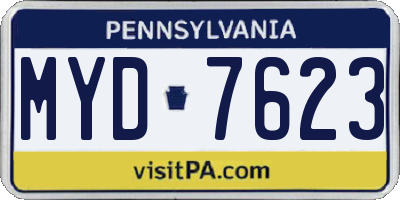 PA license plate MYD7623