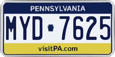 PA license plate MYD7625