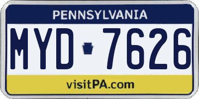PA license plate MYD7626