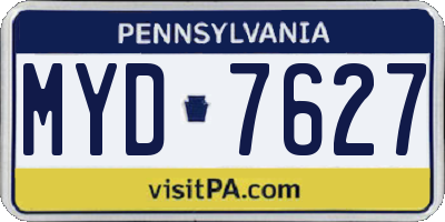 PA license plate MYD7627