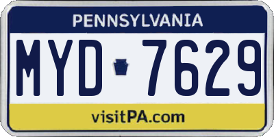 PA license plate MYD7629
