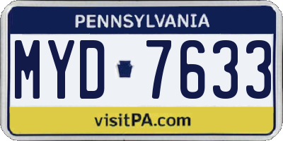 PA license plate MYD7633