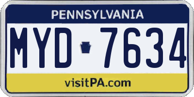 PA license plate MYD7634