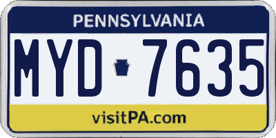 PA license plate MYD7635