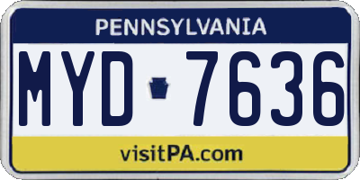 PA license plate MYD7636