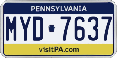 PA license plate MYD7637