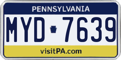 PA license plate MYD7639