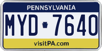 PA license plate MYD7640