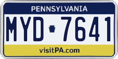 PA license plate MYD7641