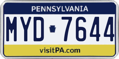 PA license plate MYD7644