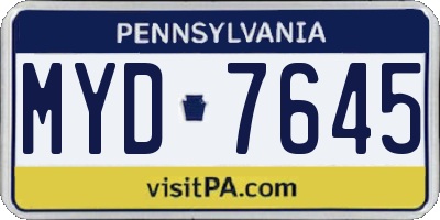 PA license plate MYD7645