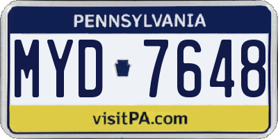 PA license plate MYD7648