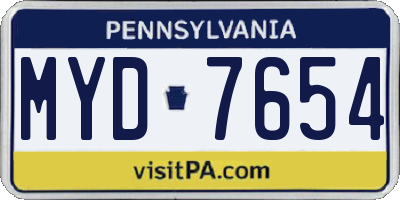 PA license plate MYD7654