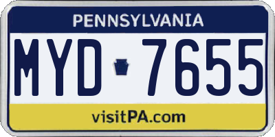 PA license plate MYD7655