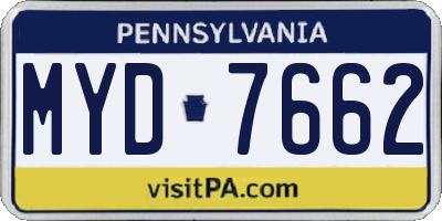 PA license plate MYD7662
