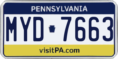 PA license plate MYD7663