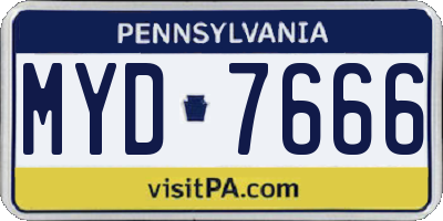 PA license plate MYD7666