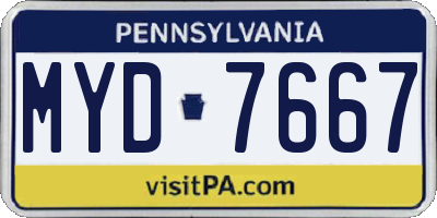PA license plate MYD7667