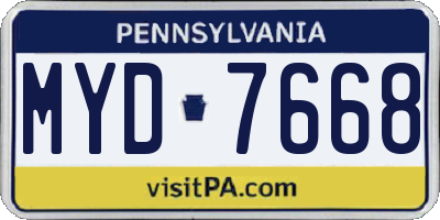 PA license plate MYD7668