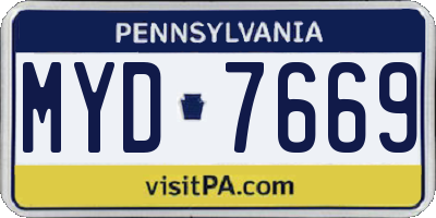 PA license plate MYD7669