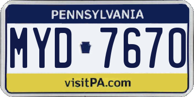 PA license plate MYD7670