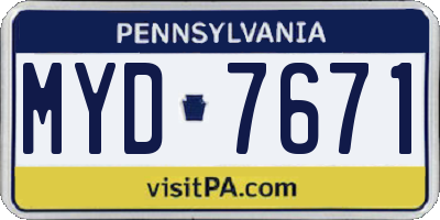 PA license plate MYD7671