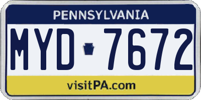 PA license plate MYD7672