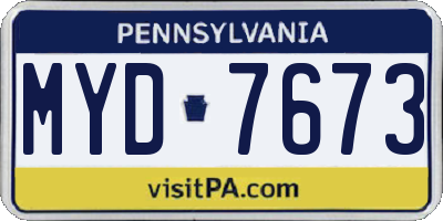 PA license plate MYD7673