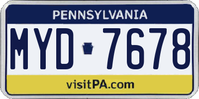 PA license plate MYD7678