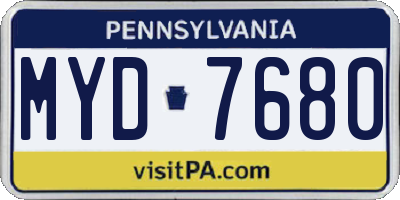 PA license plate MYD7680