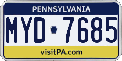 PA license plate MYD7685