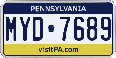 PA license plate MYD7689