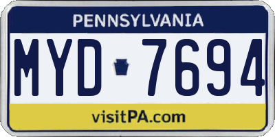 PA license plate MYD7694