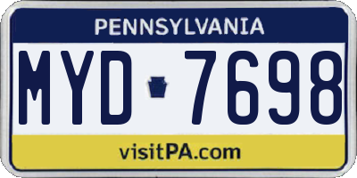 PA license plate MYD7698