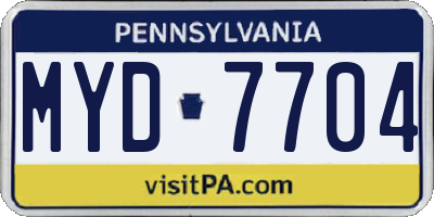 PA license plate MYD7704