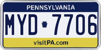 PA license plate MYD7706