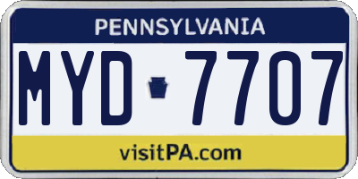 PA license plate MYD7707