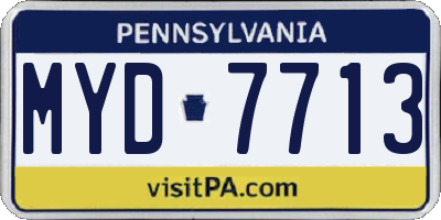PA license plate MYD7713