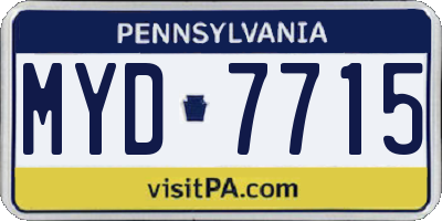 PA license plate MYD7715
