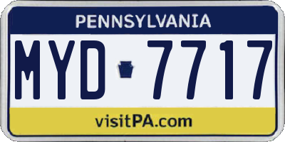 PA license plate MYD7717