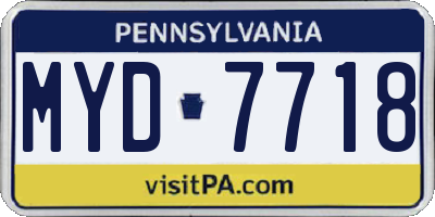 PA license plate MYD7718