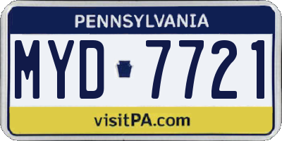 PA license plate MYD7721