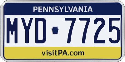 PA license plate MYD7725