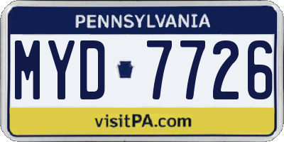 PA license plate MYD7726